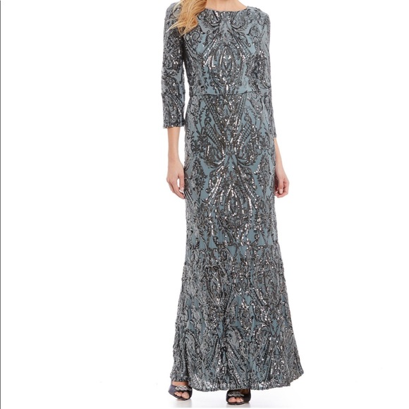 cachet metallic sequin gown